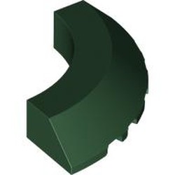 LEGO part 76795 Brick Round Corner 5 x 5 x 1 Slope, Bottom Cut Outs, No Studs, Flat Top in Earth Green/ Dark Green