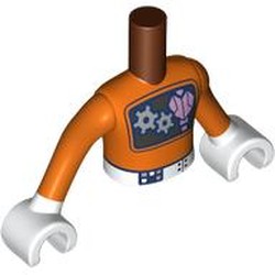 LEGO part 11408c06pr0011 Minidoll Torso Boy with Reddish Brown Arms and Hands with print in Reddish Brown