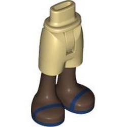LEGO part 5789c01pr0008 Minidoll Hips and Mid-Length Shorts with print in Brick Yellow/ Tan