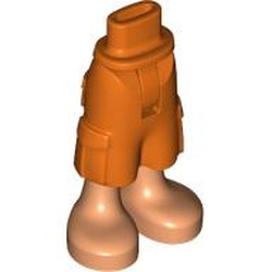 LEGO part 2268c01pr0018 Minidoll Hips and Cargo Pants with print in Reddish Orange