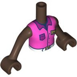 LEGO part 92456c21pr0001 Minidoll Torso Girl with Umber Brown Arms and Hands with print in Umber Brown
