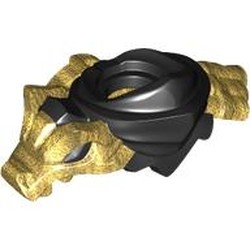 LEGO part 7104pat0001 Minifig Neckwear Shoulder Armour With Pearl Gold Dragon pattern in Black