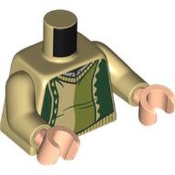 LEGO part 973c26h02pr0005 Torso, Tan Arms, Light Nougat Hands with print in Brick Yellow/ Tan