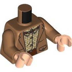 LEGO part 973c23h02pr0004 Torso, Medium Nougat Arms, Light Nougat Hands with print in Medium Nougat