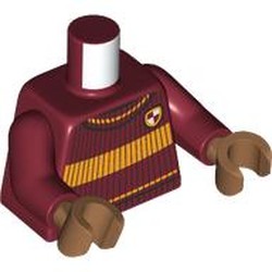 LEGO part 973c10h23pr0002 Torso, Dark Red Arms, Medium Nougat Hands with print in Dark Red