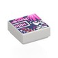 Tile 1 x 1 with White/Dark Pink Girl on Dark Purple Background print