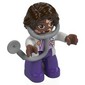 Duplo Figure with Hair Side Parted Dark Brown, Dark Purple Legs, White Top, White Arms, Attached Stethoscope (Medic)