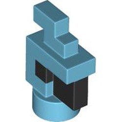 LEGO part 41703pat0001 Animal Body Part, Bird, Chicken/Parrot Head Pixelated with Black Eyes and Beak pattern in Medium Azure