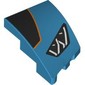 Slope Curved 3 x 2 with Stud Notch Left with Headlight, Black Shape with Orange Border, print