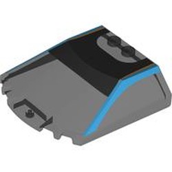 LEGO part 65633pr0018 Windscreen 6 x 6 x 1 1/3 with Dark Azure Frame print in Trans-Black