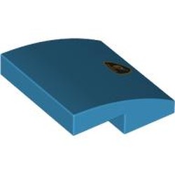 LEGO part 15068pr0109 Slope Curved 2 x 2 x 2/3 with Lamborghini Badge print in Dark Azure