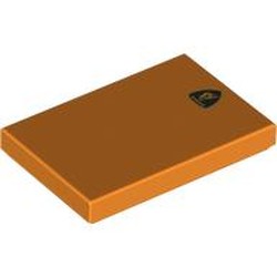LEGO part 26603pr0166 Tile 2 x 3 with Lamborghini Badge print in Bright Orange/ Orange