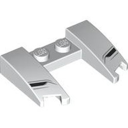 LEGO part 11291pr0001 Wedge Curved 3 x 4 x 2/3 Cutout with Black Air Vents print in White