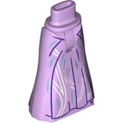 LEGO part 36187c01pr0060 Minidoll Hips and Full Length Skirt with Dark Purple Trim, White/Sand Blue Decorations print in Lavender