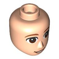 LEGO part 28649pr0021 Minidoll Head Male Dark Orange Eyebrows, Dark Brown Eyes, Open Mouth in Light Nougat