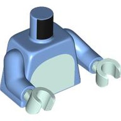 LEGO part 973c32h15pr0001 Torso, Light Aqua Chest, Dark Blue Spots, Tail on Back print, Medium Blue Arms, Light Aqua Hands in Medium Blue