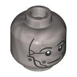 LEGO part 28621pr9576 Minifig Head with print in Silver Metallic/ Flat Silver