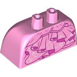 LEGO part 24068pr0008 Lower Body Skirt Wide with Side Hoops (Panniers) with Gown, Dark Pink Trim, White Decorations print in Light Purple/ Bright Pink