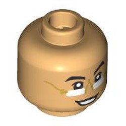 LEGO part 28621pr9570 Minifig Head with print in Warm Tan