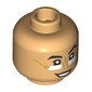 Minifig Head Pfannee, Black Eyebrows, White Glasses, Gold Frame, Smile / Scowl