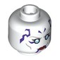 Minifig Head Asajj Ventress, Bright Light Blue Eyes, Red Lips, Dark Purple Markings, Neutral