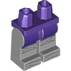 LEGO part 970c14pr0006 Hips and Light Bluish Gray Legs with print in Medium Lilac/ Dark Purple
