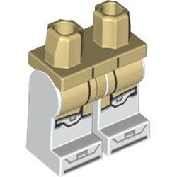 LEGO part 970c27pr0041 Hips and White Legs with print in Brick Yellow/ Tan