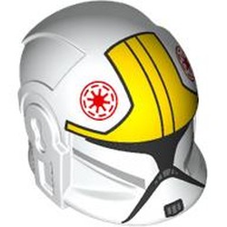 LEGO part 7501pr0001 Helmet Clone Pilot with Yellow Markings, Red Symbol print in White