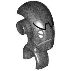 LEGO part 7484pr0001 Minifig Head Special, Mechanical, Single Stud on Side [PLAIN with Silver Eyes, Black Stripe print in Titanium Metallic / Pearl Titanium