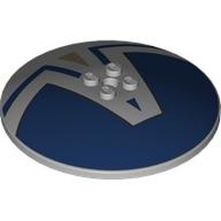 LEGO part 3961pr0016 Dish 8 x 8 Inverted [Radar], Solid Studs with Dark Blue Hatch print in Medium Stone Grey/ Light Bluish Gray