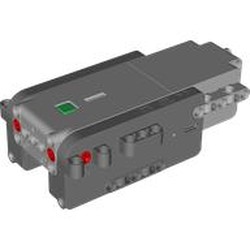 LEGO part 113926c01 Hub, Powered Up 16 x 9 x 6 with 3 Motors, 6 Lights, No Ports, Pin Holes for Battery in Medium Stone Grey/ Light Bluish Gray
