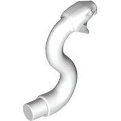 LEGO part 28588 Animal, Snake Head with Open Mouth, Fangs and Curved Neck with Bar in White