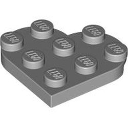 LEGO part 39613 Plate Angled 3 x 3 with Heart Shape in Medium Stone Grey/ Light Bluish Gray