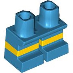 LEGO part 16709pats01 Legs Short with Yellow Stripe Pattern [Multi Color Injection] in Dark Azure