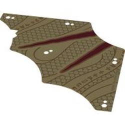 LEGO part 113948 Sail, Tattered with Dark Red Stripes print, Needs Size in Brick Yellow/ Tan
