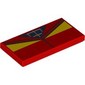Tile 2 x 4 with Jacket, Yellow Collar, Dark Blue Shirt, Gold Symbol print