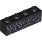Brick 1 x 4 with Dress, Silver/Dark Purple Decorations print
