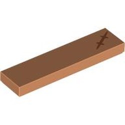 LEGO part 2431pr0228 Tile 1 x 4 with Medium Nougat Scar print in Nougat