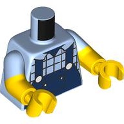 LEGO part 973g29c01h01pr0001 Torso, Dual Molded Arms with Bright Light Blue Sleeves Pattern, Yellow Arms and Hands with print in Light Royal Blue/ Bright Light Blue