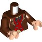 Torso Jacket, Red Vest, Black Bow Tie print, Reddish Brown Arms, Light Nougat Hands