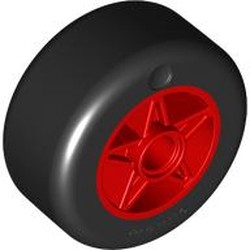 LEGO part 6115pat0001 Wheel 30 x 20 with Black Tire Pattern in Bright Red/ Red