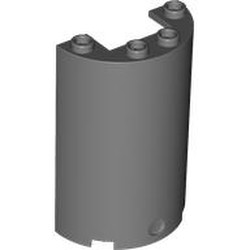 LEGO part 85941 Cylinder Half 2 x 4 x 5 with 1 x 2 cutout in Dark Stone Grey / Dark Bluish Gray