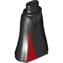 LEGO part 36187c01pr0061 Minidoll Hips and Full Length Skirt with Red Underdress print in Black