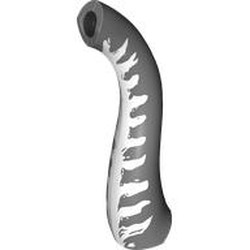 LEGO part 103472pr0002 Animal Body Part, Dinosaur, Neck with White Markings print in Dark Stone Grey / Dark Bluish Gray