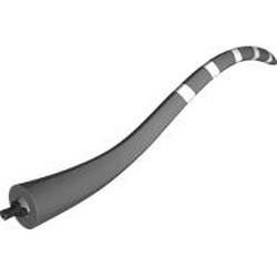 LEGO part 112354pr0001 Animal Body Part, Dinosaur, Titano Tail with White Markings print in Dark Stone Grey / Dark Bluish Gray