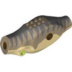 LEGO part 98160pr0015 Animal Body Part, Dinosaur, Tyrannosaurus Rex Body with Tan Belly, Sand Blue Markings print in Sand Yellow/ Dark Tan