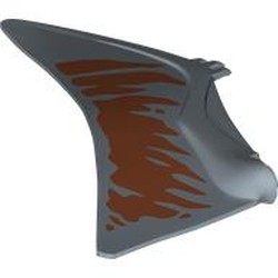 LEGO part 77588pr0002 Animal Body Part, Dinosaur, Quetzalcoatlus Wing, Left with Dark Orange Shapes print in Sand Blue