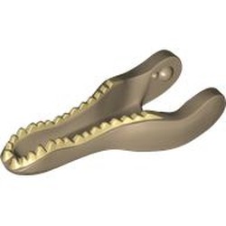 LEGO part 49972pr0001 Animal Body Part, Dinosaur, Baryonyx Lower Jaw with Tan Teeth in Sand Yellow/ Dark Tan