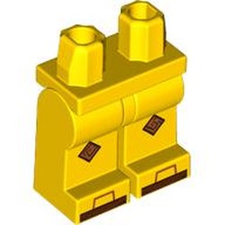 LEGO part 970c01pr0009 Hips and Yellow Legs with print in Bright Yellow/ Yellow
