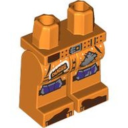 LEGO part 970c34pr0003 Hips and Orange Legs with print in Bright Orange/ Orange